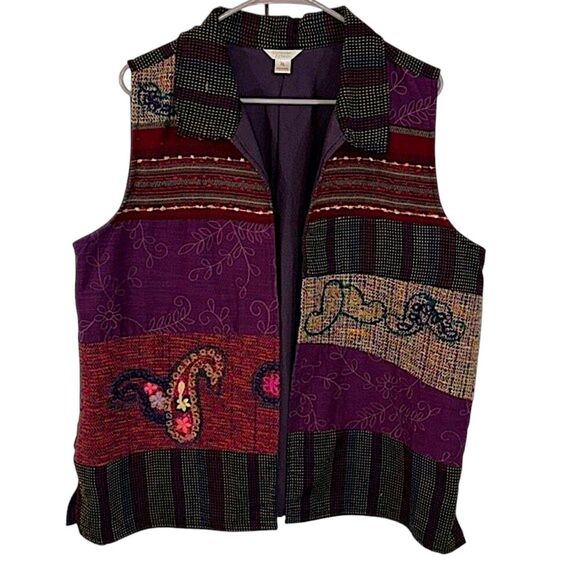 Patchwork Paisley Vest Size XL 90s Mixed Media - Picture 1 of 10